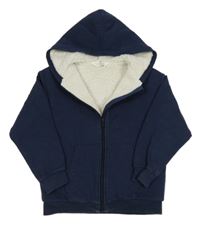 Tmavomodrá zateplená propínací mikina s kapucí H&M