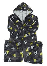 Tmavošedá chlupatá kombinéza s míči a kapucí Shein