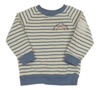 Bielo-modrá pruhovaná mikina s nápisom Primark