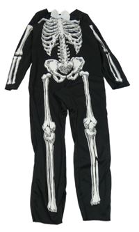 Kostým - Černý overal s kostmi a mašlí