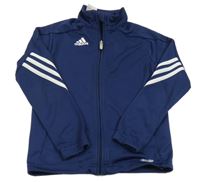 Tmavomodrá sportovní funkční propínací mikina s logem Adidas