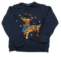 Tmavomodrá mikina s jeleňom a flitrami Lupilu