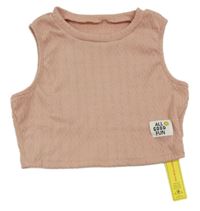 Nové - ružový rebrovaný crop top Shein