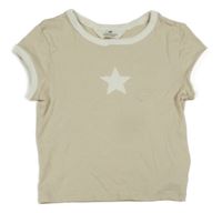 Béžové crop tričko s hviezdou H&M