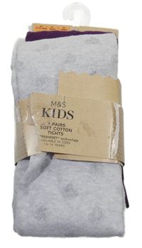 Nové - 2x Fialové + šedé punčocháče M&S