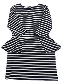 Tmavomodro-bílé pruhované šaty s volánkem H&M