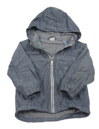 Tmavomodrá melírovaná šušťáková jesenná bunda s kapucňou H&M