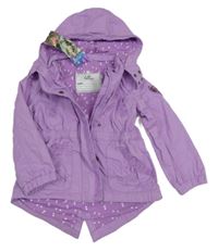 Nové - Lila plátěná jarní parka s kapucí Topolino