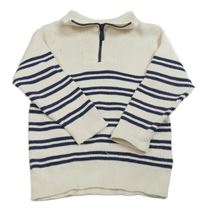 Biely rebrovaný sveter s prúžkami Next