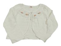 Bílé bolérko s kytičkami a krajkou 