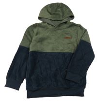 Kaki-čierna fleecová mikina s nášivkou a kapucňou Topolino