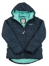 Tmavomodrá šusťáková zateplená bunda s kapucí Bench