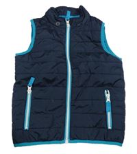 Tmavomodrá šušťáková prešívaná zateplená vesta Topomini