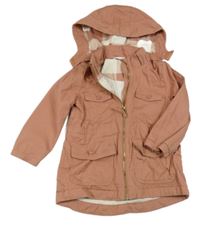 Staroružová plátenná jarná bunda s kapucňou H&M