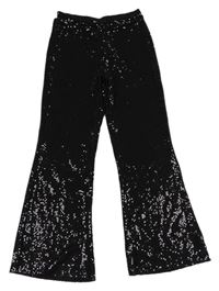 Čierne slávnostné flitrové cargo nohavice Next