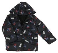Černá šusťáková zimní bunda se Spidermanem a kapucí Marvel