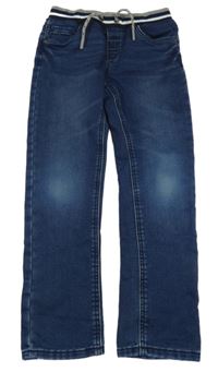 Tmavomodré teplákové rifle s úpletovým pasem C&A