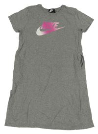 Šedé bavlněné šaty s logem Nike