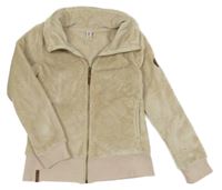 Béžová chlupatá propínací mikina Yigga