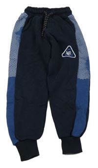 Tmavomodré tepláky se vzorovanými pruhy 