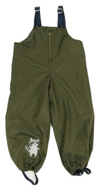 Khaki šusťákové laclové kalhoty Tchibo