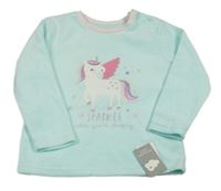 Nové - Mentolová fleecová mikina s jednorožcom Primark