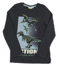 Antracitové tričko s dinosaurami Kids