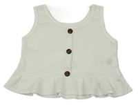 Biely rebrovaný crop top s gombíkmi Shein