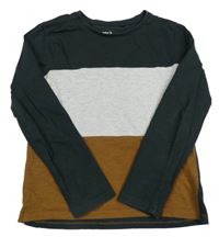 Antracitovo-sivo-hnedé tričko