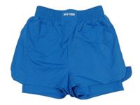 Modro-bílé šusťákové sportovní dvouvrstvé kraťasy Zara