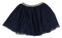 Tmavomodrá tylová trblietavá sukňa H&M