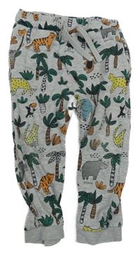 Šedé tepláky s palmami a zvířaty H&M