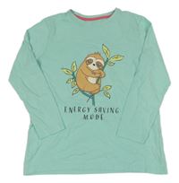 Mintové pyžamové tričko s lenochodem Primark