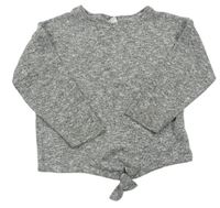 Sivý melírovaný sveter so zavazováním Zara