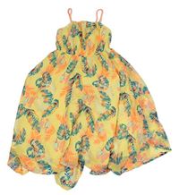 Žluté šifonové šaty s listy H&M