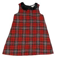 Červeno-tmavomoré kockované šaty s golierikom H&M