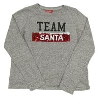 Sivý melírovaný sveter s nápisom a flitrami Primark