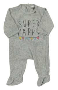 Sivý zamatový overal s nápisom La Redoute