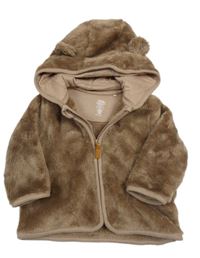 Béžová chlpatá prepínaci mikina s kapucňou F&F