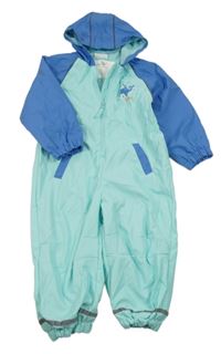 Tyrkysovo-modrá nepromokavá jarní kombinéza s velrybou a kapucí Orsolino