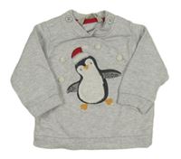 Šedá melírovaná mikina s tučňákem John Lewis