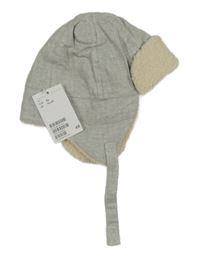 Nové - Šedo-bílá vzorovaná plátěná podšitá beranice H&M