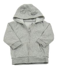 Šedá melírovaná propínací mikina s kapucí George 