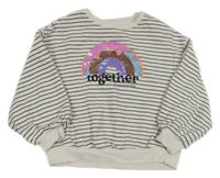 Bílo-tmavomodrá pruhovaná mikina s duhou z flitrů Next 