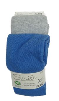 Nové - 2x - Modré + šedé punčocháče 