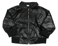 Čierna koženková podšitá bunda