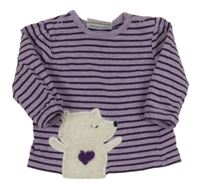 Fialovo-lilkové pruhované triko s medvídkem Topomini