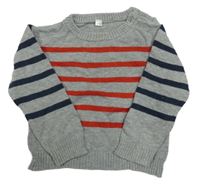 Sivý sveter s prúžkami