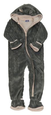 Sivá chlpatá podšitá kombinéza s kapucňou Lupilu