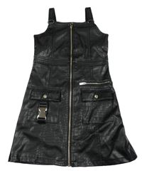 Černé koženkové vzorované propínací šaty River Island 